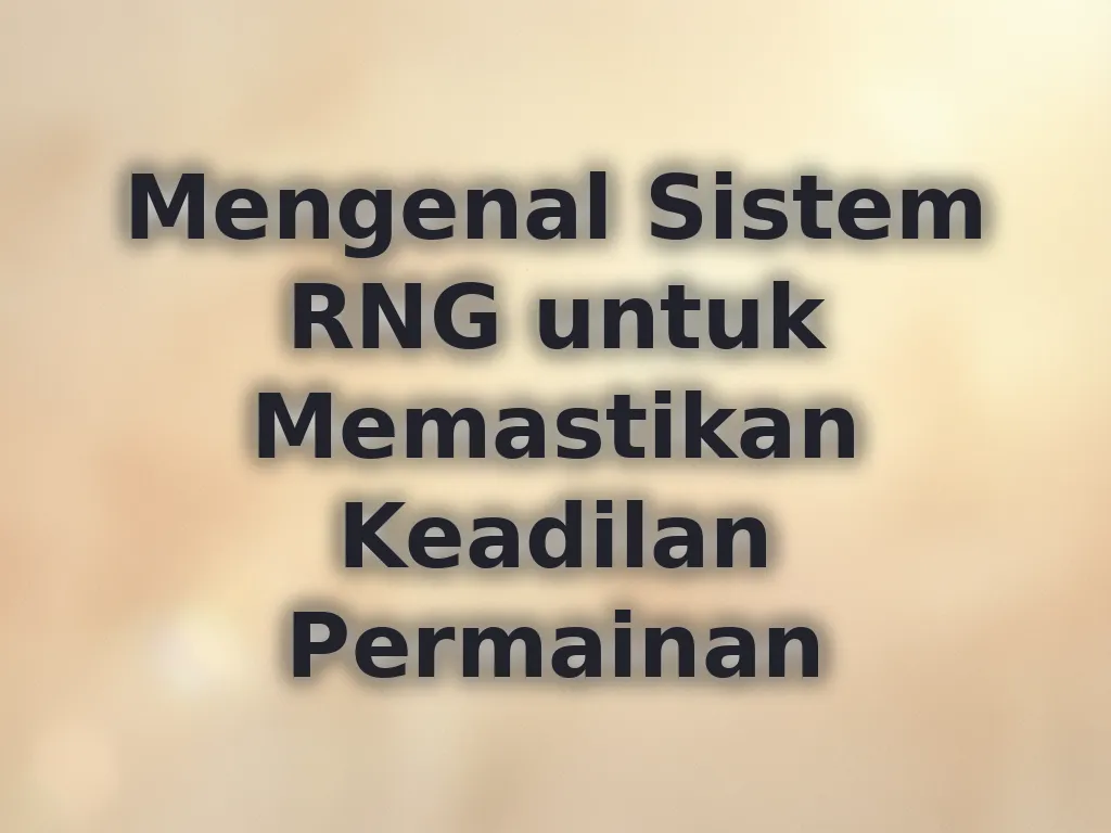 Mengenal Sistem RNG untuk Memastikan Keadilan Permainan