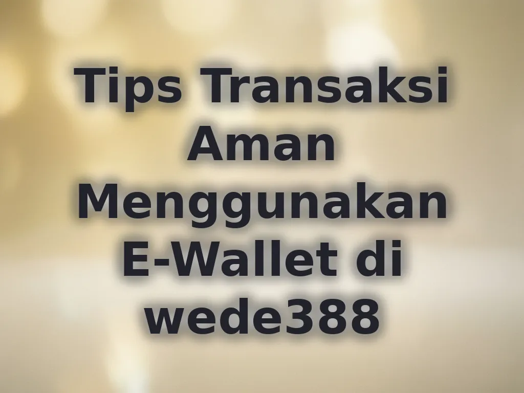 Tips Transaksi Aman Menggunakan E-Wallet di wede388