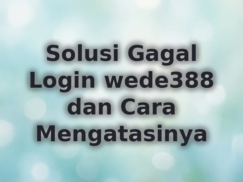 Solusi Gagal Login wede388 dan Cara Mengatasinya